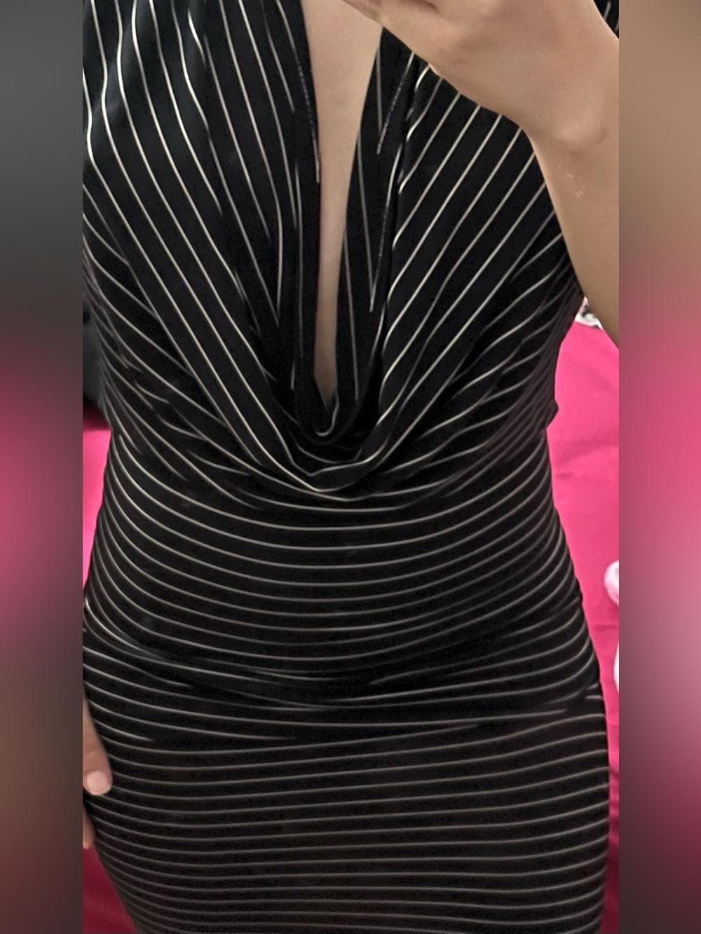 Black Striped Halter Mini dress